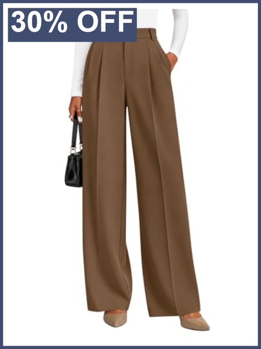 Business Casual Work Office Dress Pants Wide Leg Flat Front